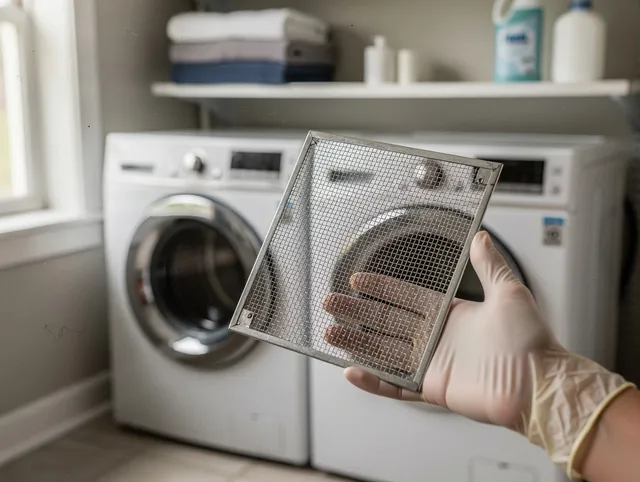 Lancaster Dryer Vent Cleaning specialist performing detailed lint trap cleaning service in Lancaster
