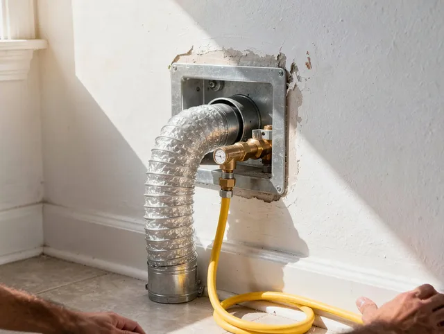 Lancaster Dryer Vent Cleaning certified technician performing specialized gas dryer vent cleaning in Lancaster